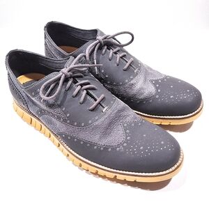Cole Haan ZERØGRAND Wingtip Oxford Men 10M Gray Leather Suede Hybrid Shoe C23737